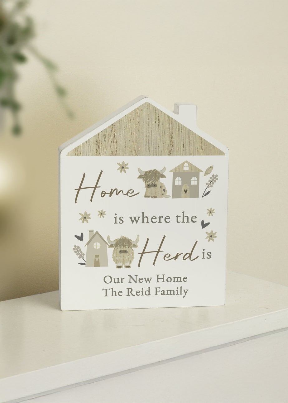 Personalised Memento Company Highland Cow House Ornament White