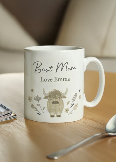 Personalised Memento Company Highland Cow Mug White