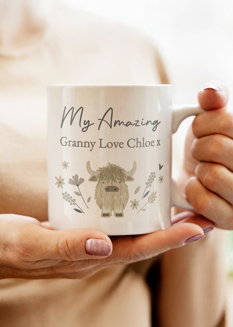 Personalised Memento Company Highland Cow Mug White