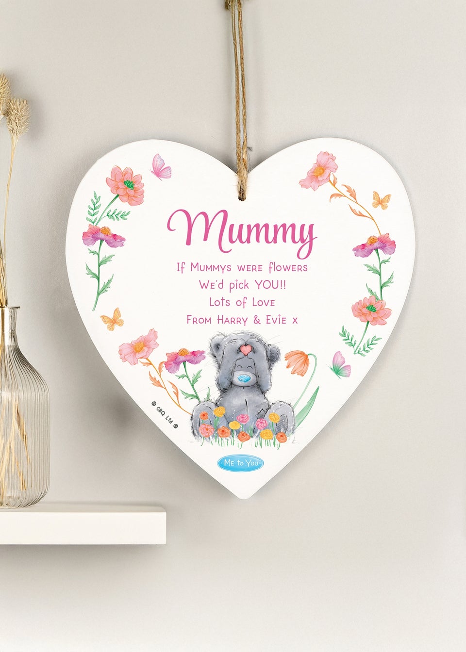 Personalised Memento Company Me to You Flowery Hanging Heart Ornament Floral