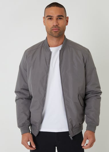 Threadbare Dark Grey Padded Bomber Jacket