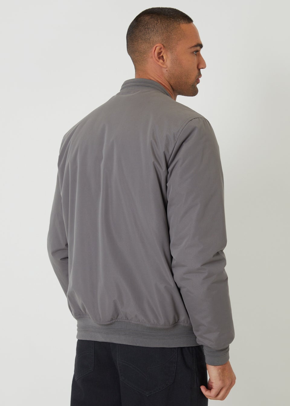 Threadbare Dark Grey Padded Bomber Jacket