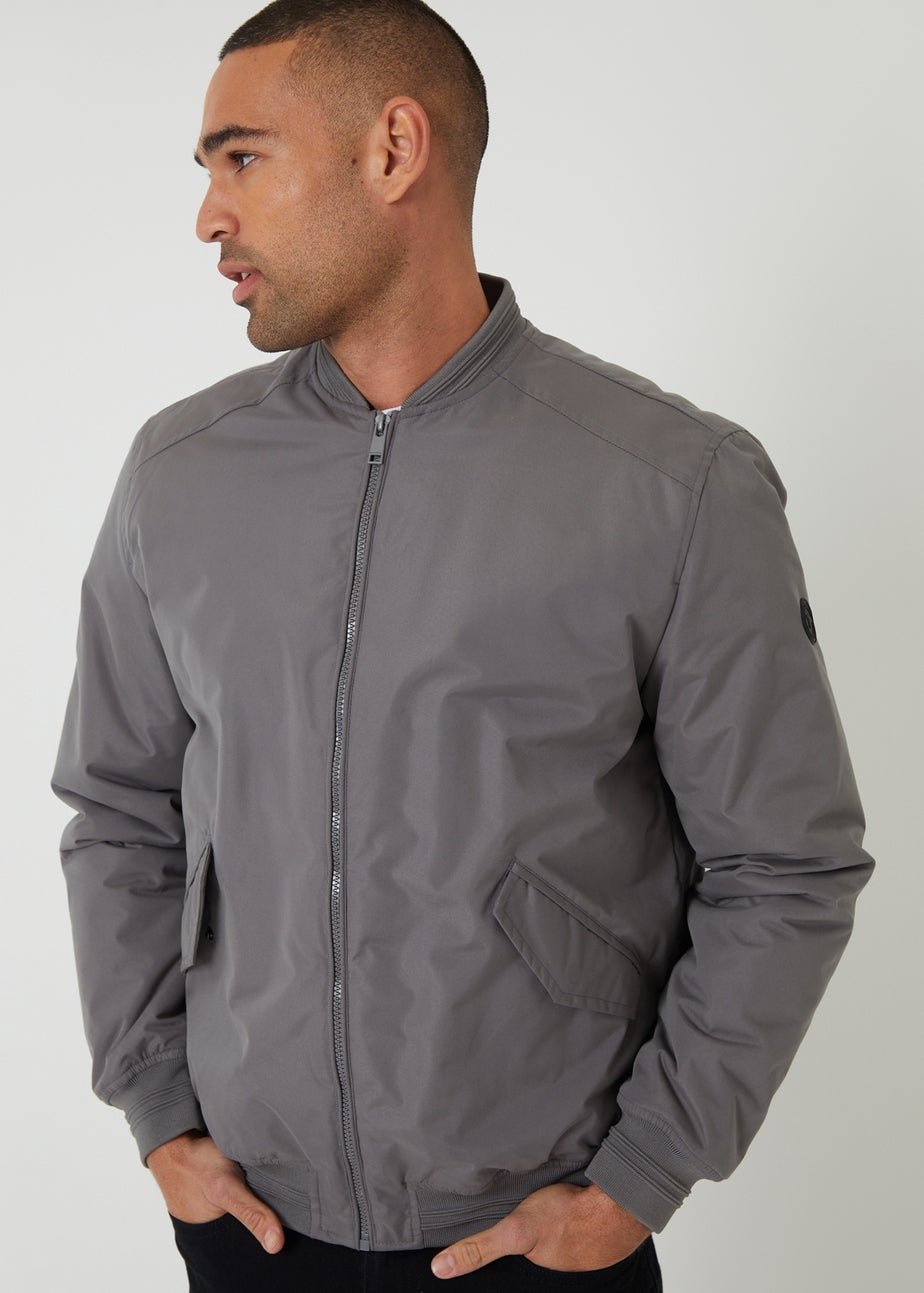 Threadbare Dark Grey Padded Bomber Jacket