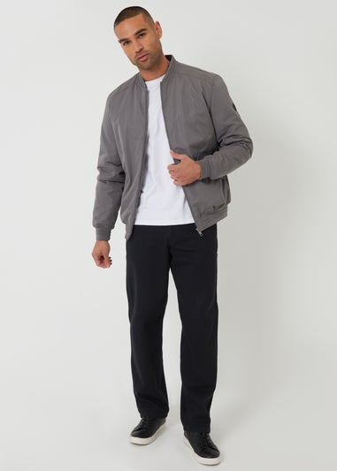 Threadbare Dark Grey Padded Bomber Jacket