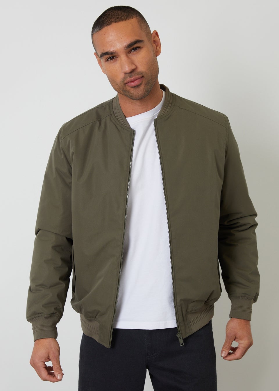 Threadbare Khaki Padded Bomber Jacket