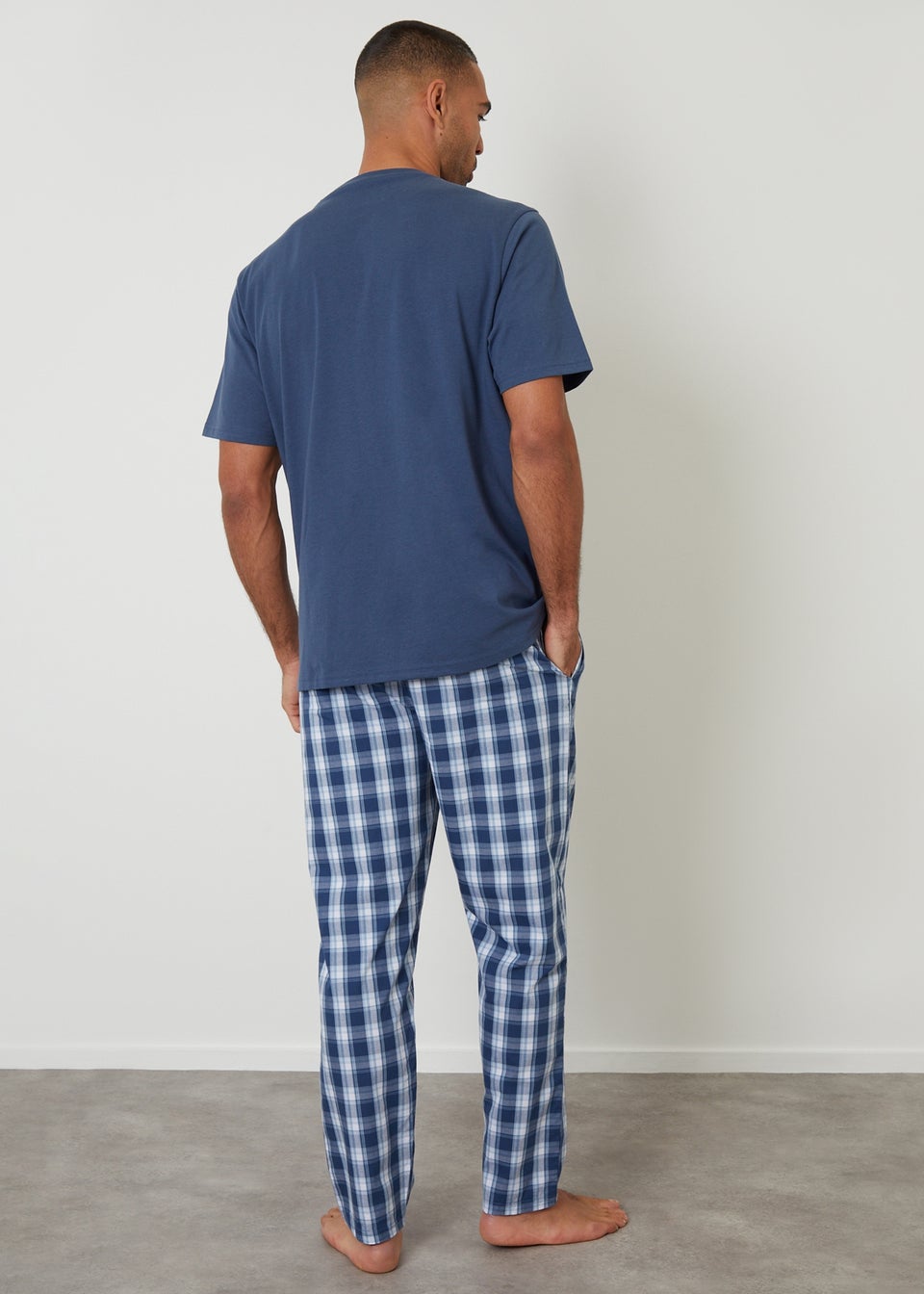 Threadbare Blue Check Relaxed Fit Pyjama Set