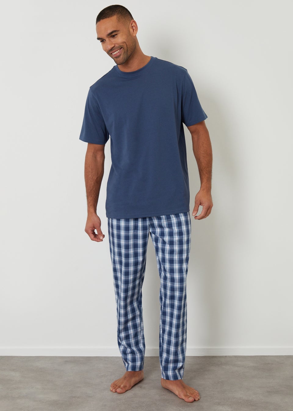 Threadbare Blue Check Relaxed Fit Pyjama Set
