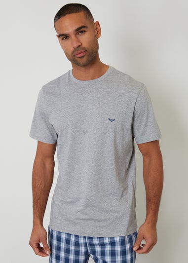 Threadbare Grey Short Sleeve Check Pyjama Set