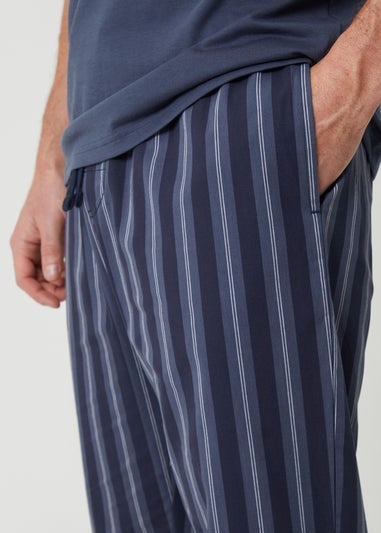 Threadbare Blue Stripe Grandad Fit Pyjama Set