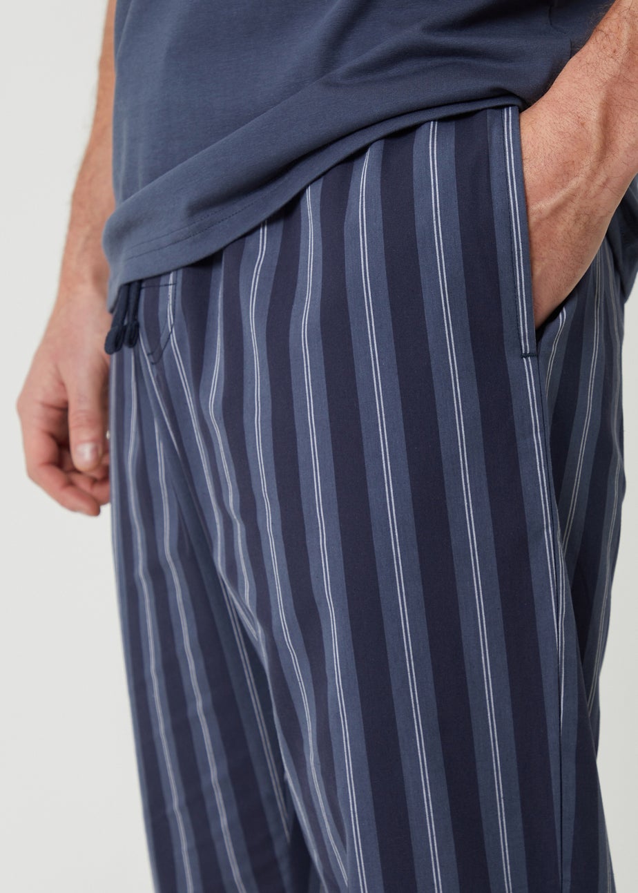 Threadbare Blue Stripe Grandad Fit Pyjama Set