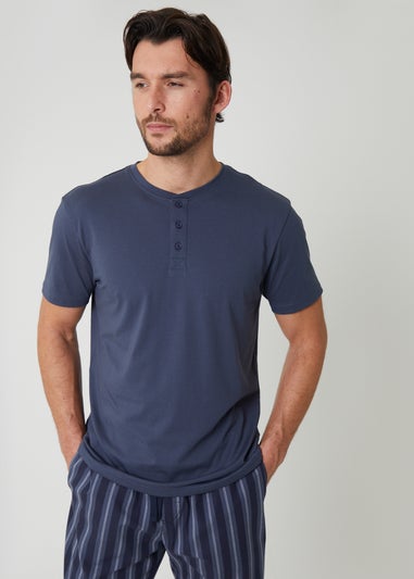 Threadbare Blue Stripe Grandad Fit Pyjama Set