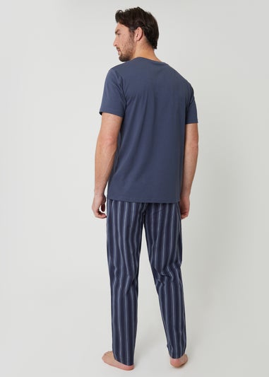 Threadbare Blue Stripe Grandad Fit Pyjama Set