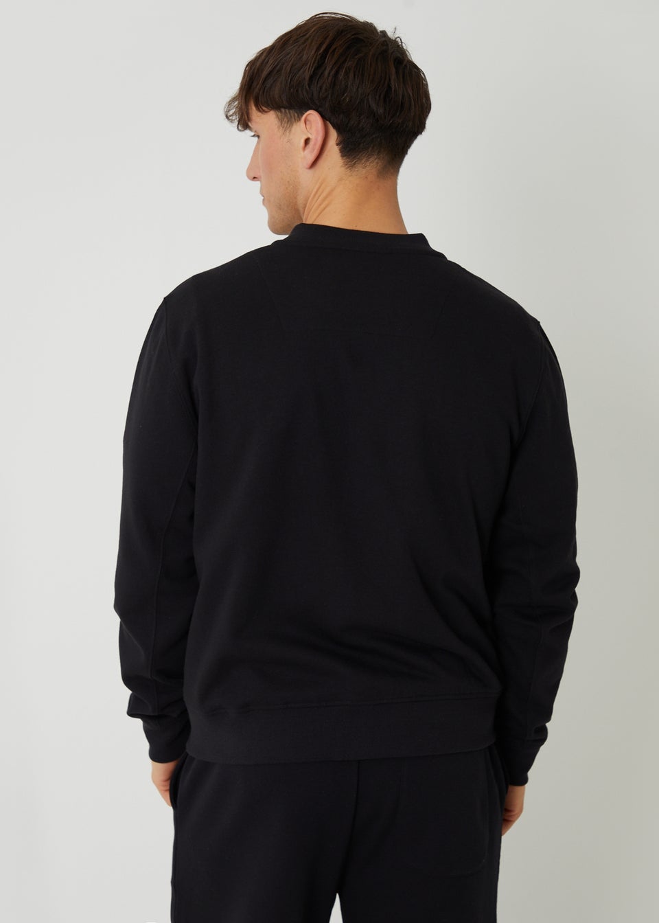 Threadbare Black Zip Through Sweat Bomber