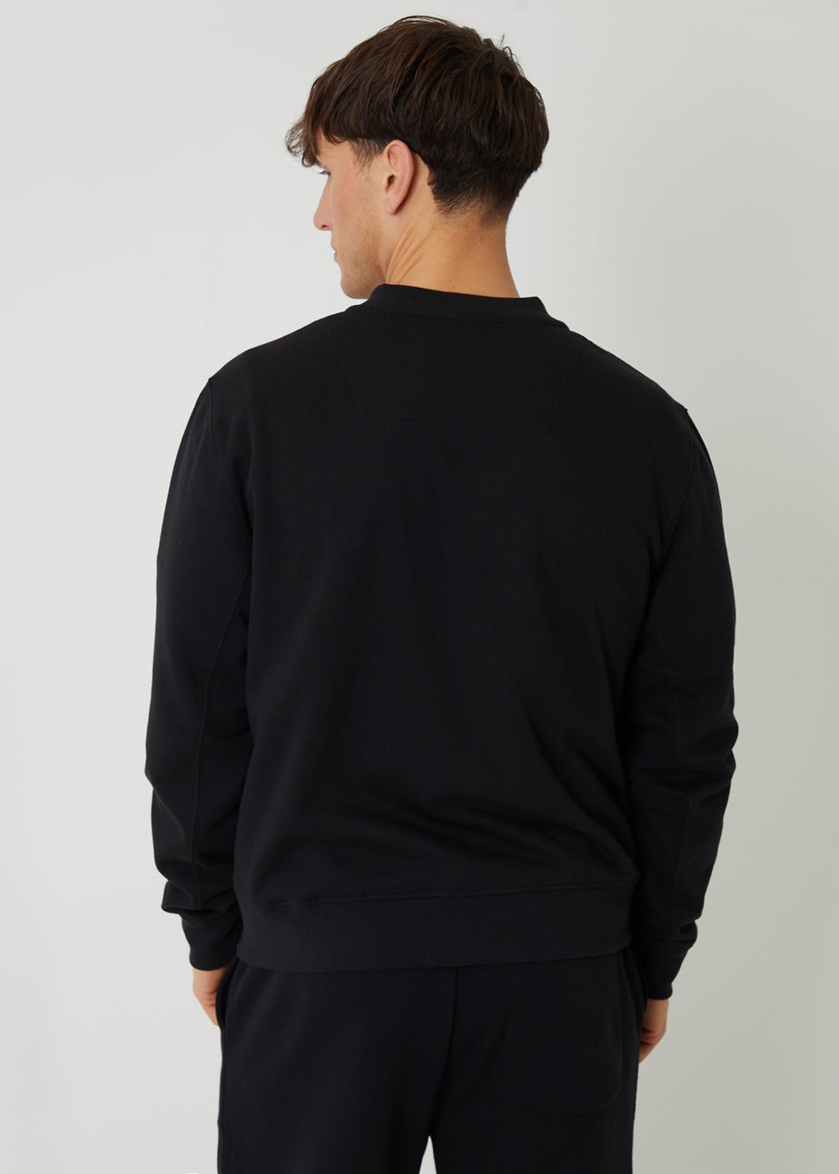 Threadbare Black Zip Through Sweat Bomber