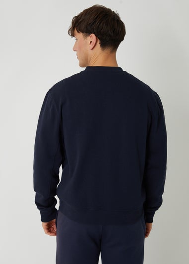 Threadbare Navy Zip Through Sweat Bomber