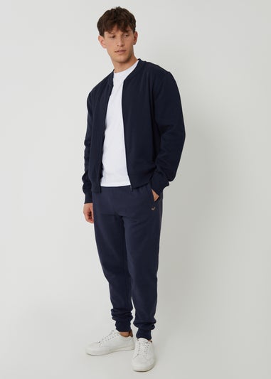 Threadbare Navy Zip Through Sweat Bomber