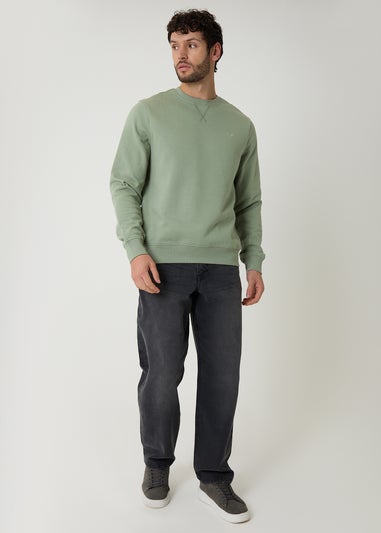 Threadbare Green Cotton Blend Crew Neck Sweatshirt