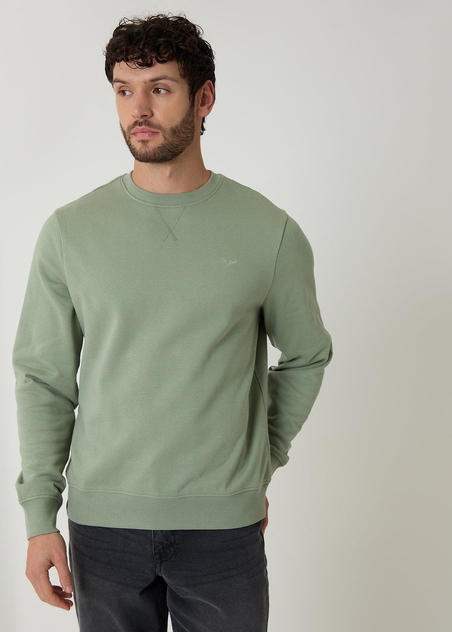 Threadbare Green Cotton Blend Crew Neck Sweatshirt