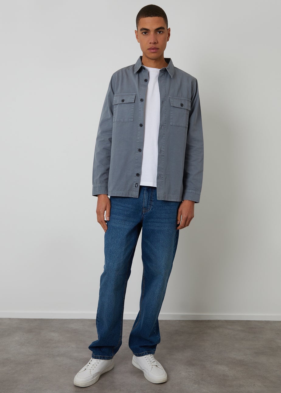 Threadbare Blue Lightweight Cotton Shacket