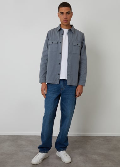 Threadbare Blue Lightweight Cotton Shacket