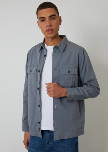 Threadbare Blue Lightweight Cotton Shacket