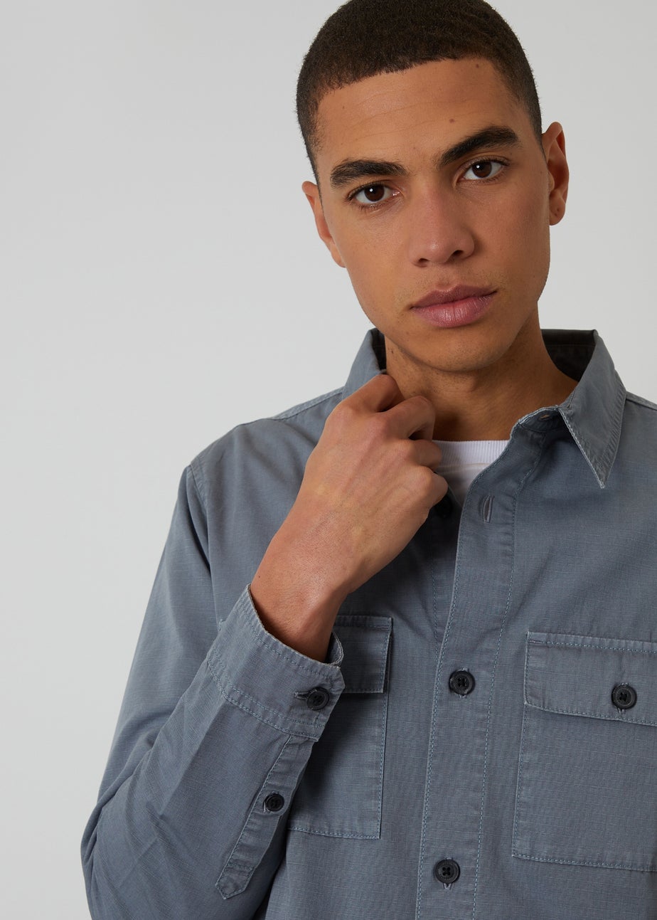 Threadbare Blue Lightweight Cotton Shacket