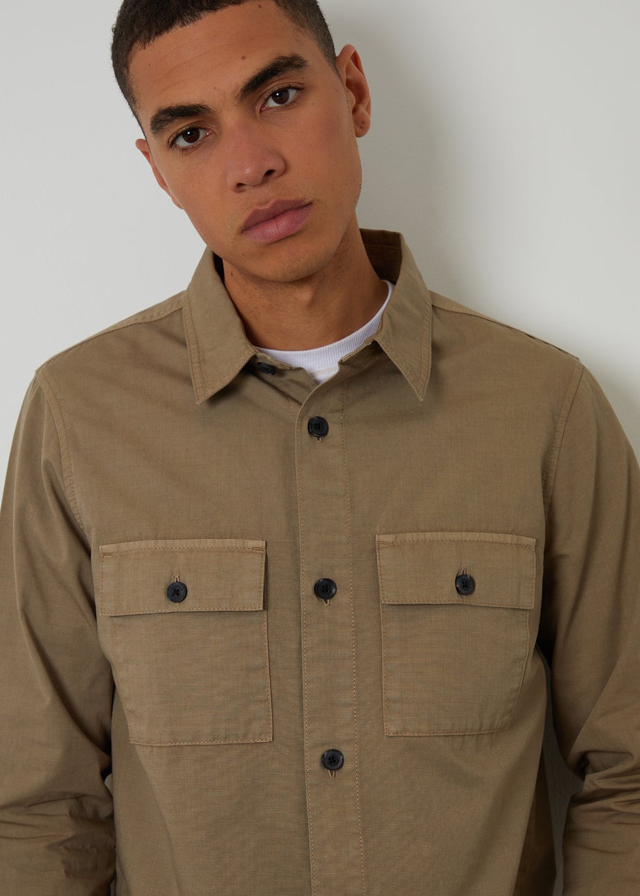 Threadbare Taupe Lightweight Cotton Shacket