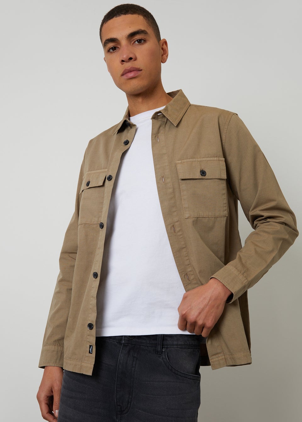 Threadbare Taupe Lightweight Cotton Shacket