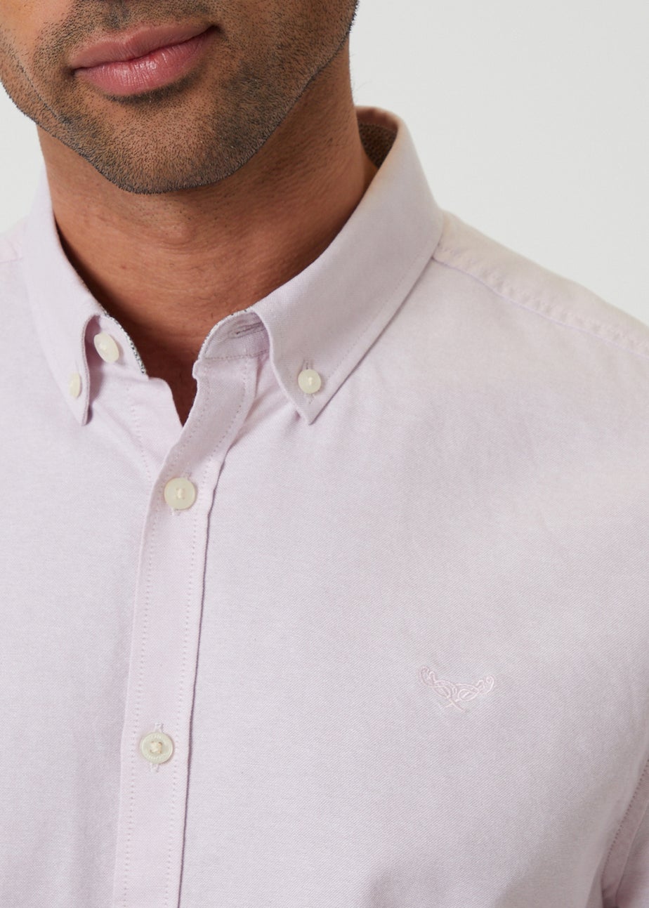Threadbare Pink Oxford Cotton Slim Fit Long Sleeve Shirt