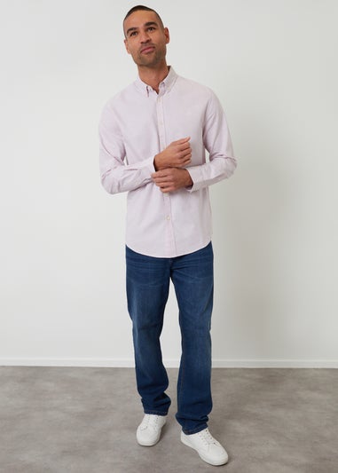 Threadbare Pink Oxford Cotton Slim Fit Long Sleeve Shirt