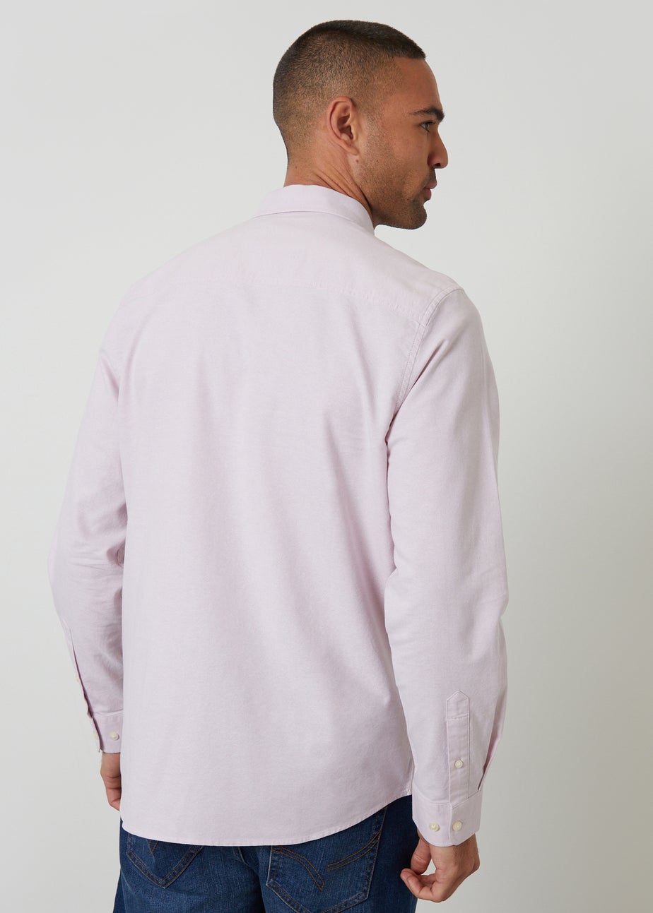 Threadbare Pink Oxford Cotton Slim Fit Long Sleeve Shirt