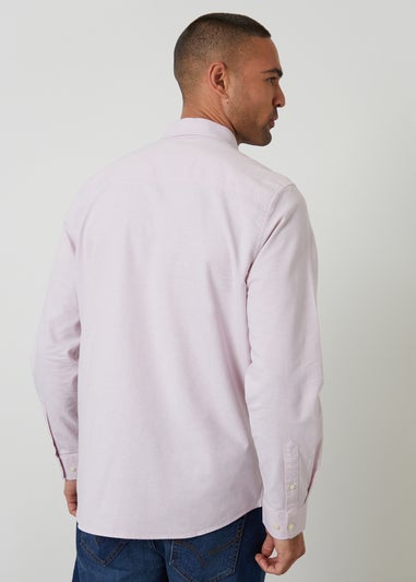 Threadbare Pink Oxford Cotton Slim Fit Long Sleeve Shirt