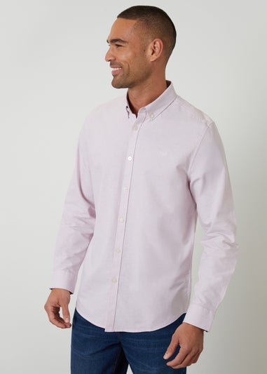 Threadbare Pink Oxford Cotton Slim Fit Long Sleeve Shirt