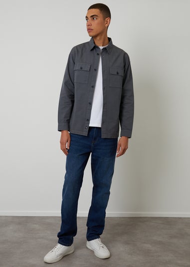 Threadbare Dark Grey Lightweight Cotton Shacket