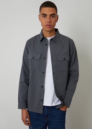 Threadbare Dark Grey Lightweight Cotton Shacket