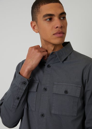 Threadbare Dark Grey Lightweight Cotton Shacket
