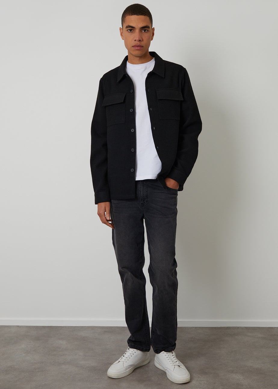 Threadbare Black Waffle Textured Shacket