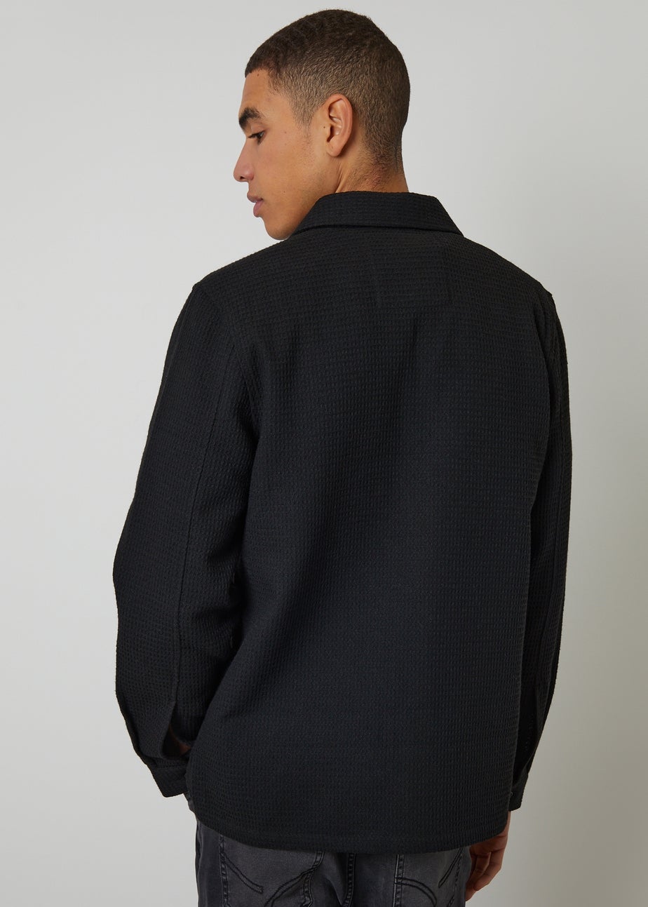 Threadbare Black Waffle Textured Shacket