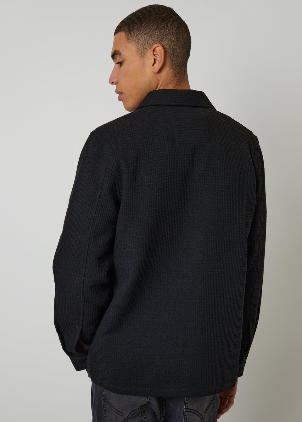 Threadbare Black Waffle Textured Shacket