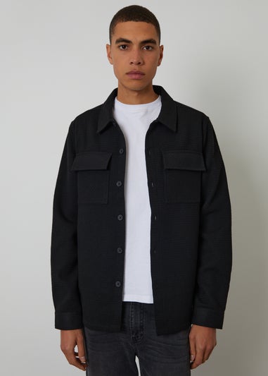 Threadbare Black Waffle Textured Shacket