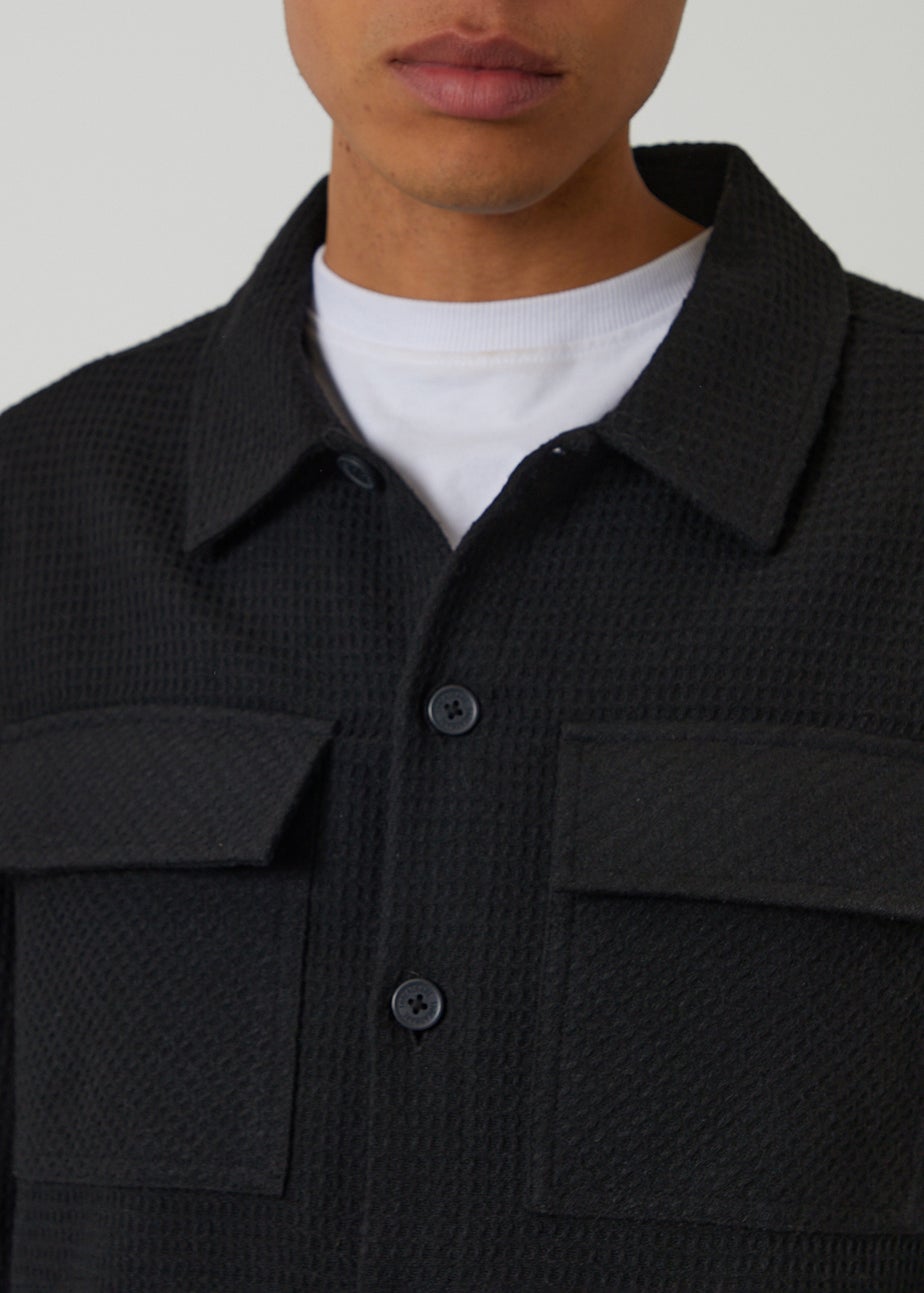 Threadbare Black Waffle Textured Shacket