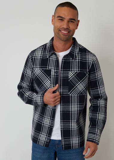 Threadbare Navy Check Waffle Textured Shacket