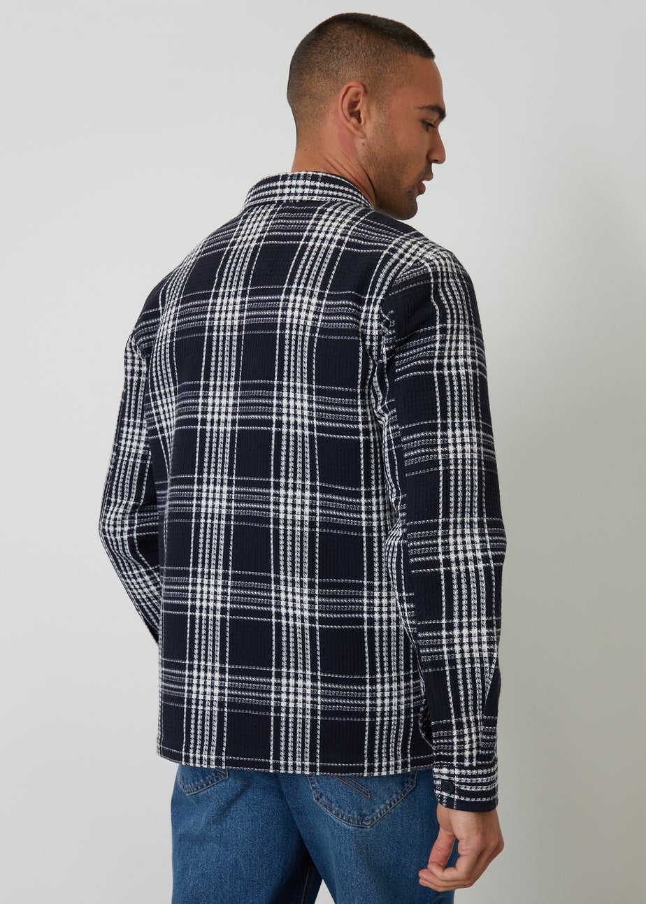 Threadbare Navy Check Waffle Textured Shacket