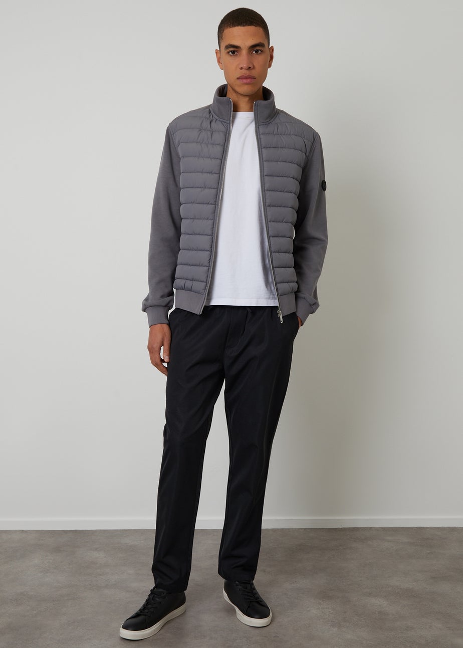 Threadbare Black Straight Fit Drawcord Trousers