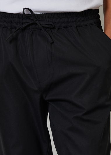 Threadbare Black Straight Fit Drawcord Trousers