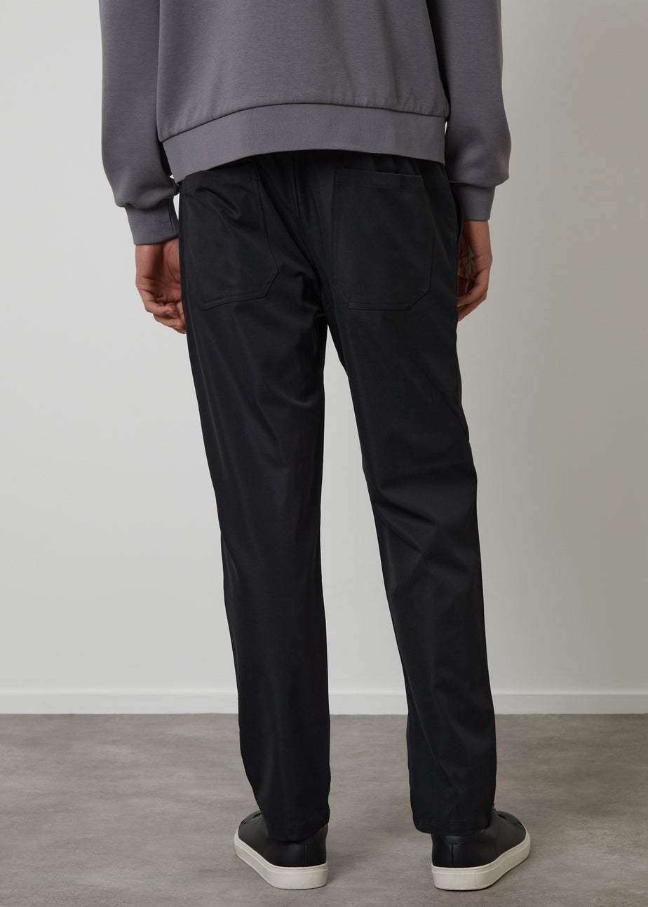 Threadbare Black Straight Fit Drawcord Trousers