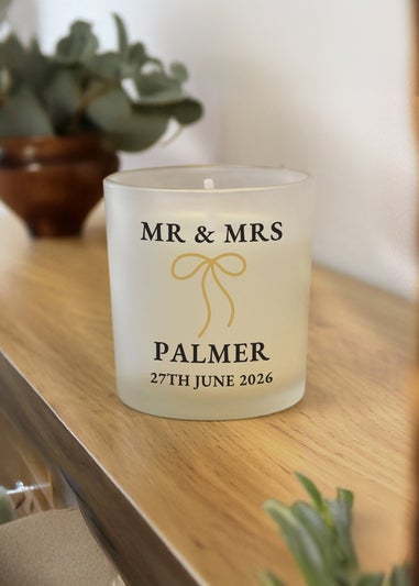 Personalised Memento Company Black & Gold Mr & Mrs Frosted Candle
