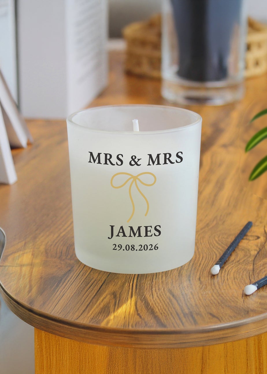 Personalised Memento Company Black & Gold Mr & Mrs Frosted Candle