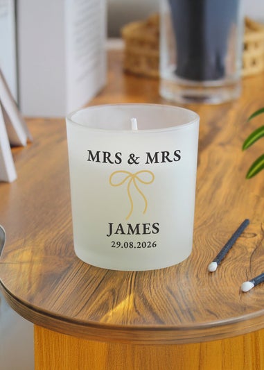 Personalised Memento Company Black & Gold Mr & Mrs Frosted Candle
