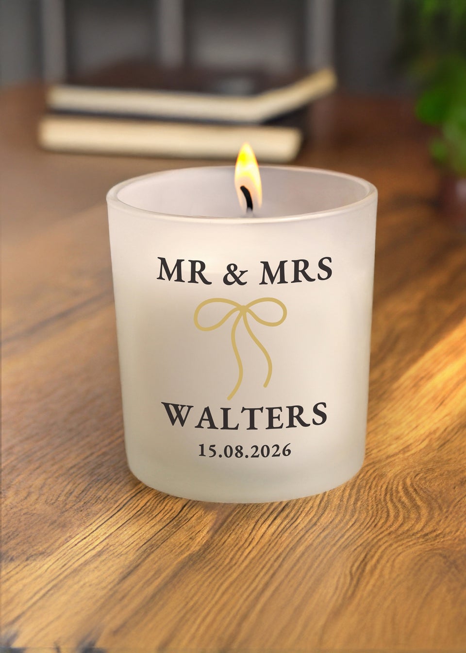 Personalised Memento Company Black & Gold Mr & Mrs Frosted Candle